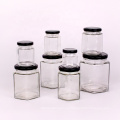 Wholesale Custom hexagonal glass jam jar food glass honey jar with screw cap